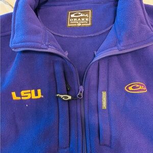 Drake Purple Fleece Jacket with LSU Logo
